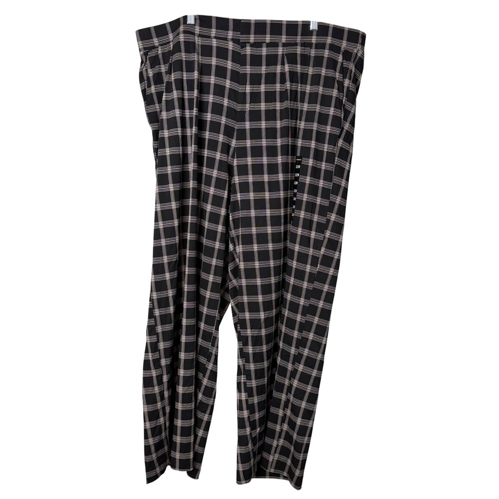 Torrid Wide Leg Challis Pants Women 22 Regular Black Plaid Buckle Back High Rise